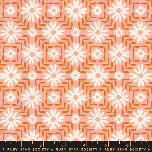 Endpaper Fabric - Floral Endpaper in Bashful