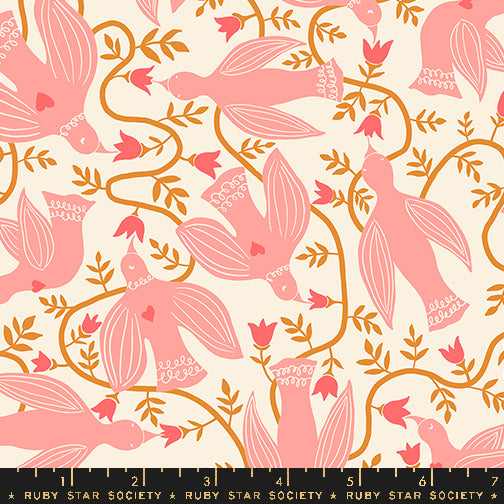 Endpaper Fabric - Hummingbirds in Natural