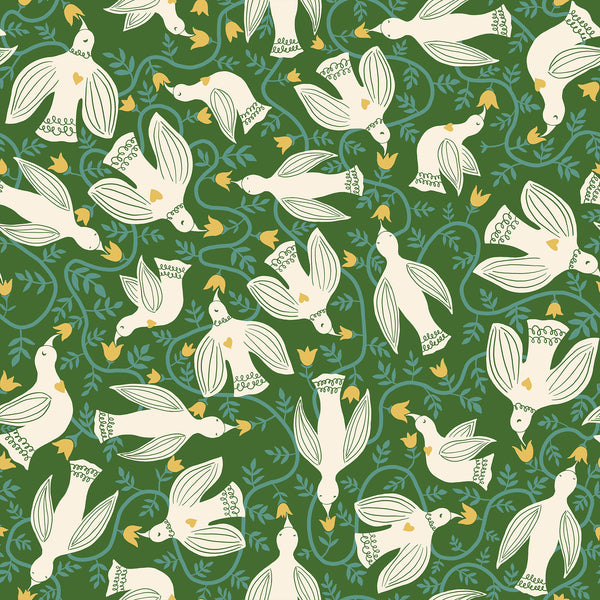 Endpaper Fabric - Hummingbirds in Sarah Green