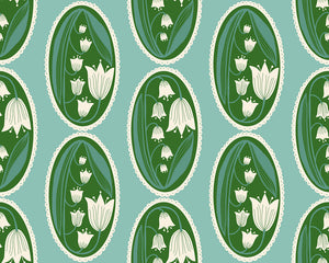Endpaper Fabric - Lily of the Valley Cameo in Water