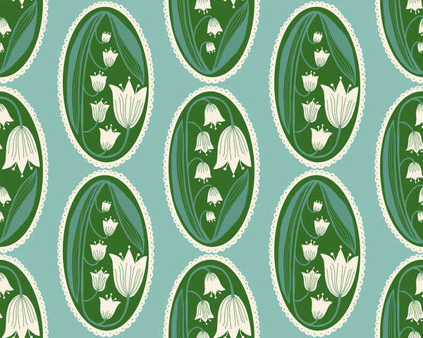 Endpaper Fabric - Lily of the Valley Cameo in Water