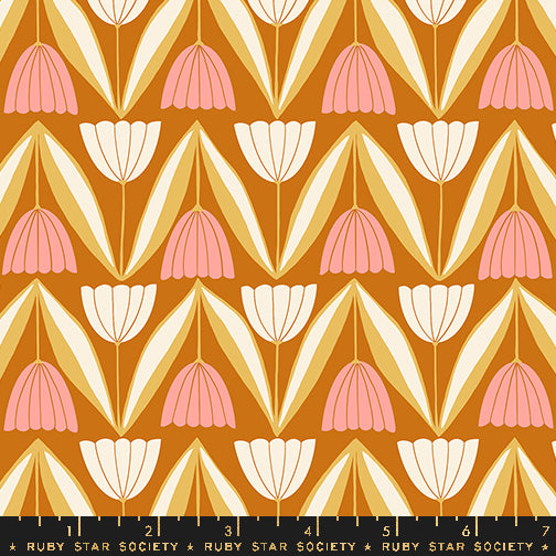 Endpaper Fabric - Tulips in Cinnamon