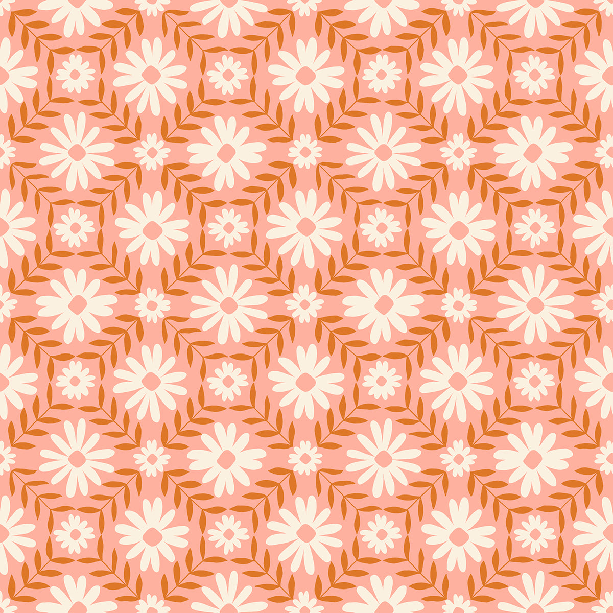 Endpaper Fabric - Floral Endpaper in Bashful