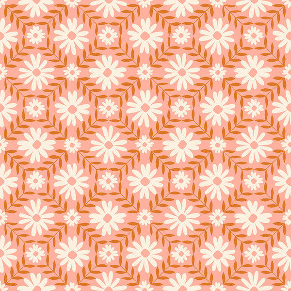 Endpaper Fabric - Floral Endpaper in Bashful