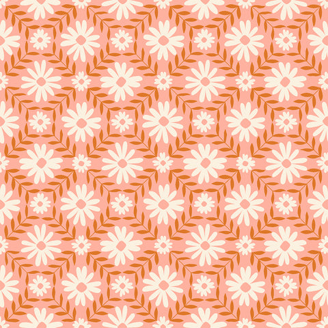 Endpaper Fabric - Floral Endpaper in Bashful