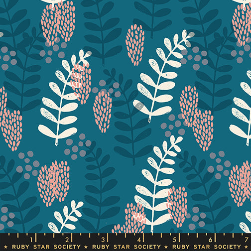 Reimagined Landscapes Fabric - Fern Dell in Teal