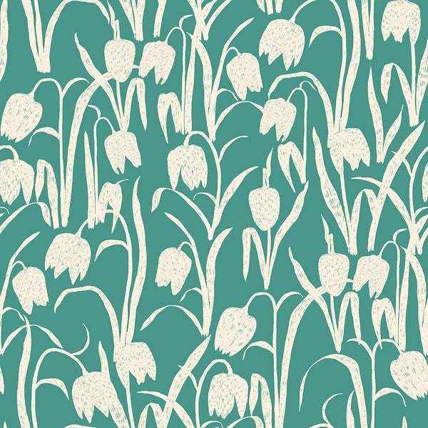 Reimagined Landscapes Fabric - Fritillaria in Watercress