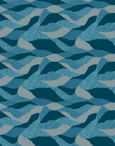 Reimagined Landscapes Fabric - Lands End in Teal