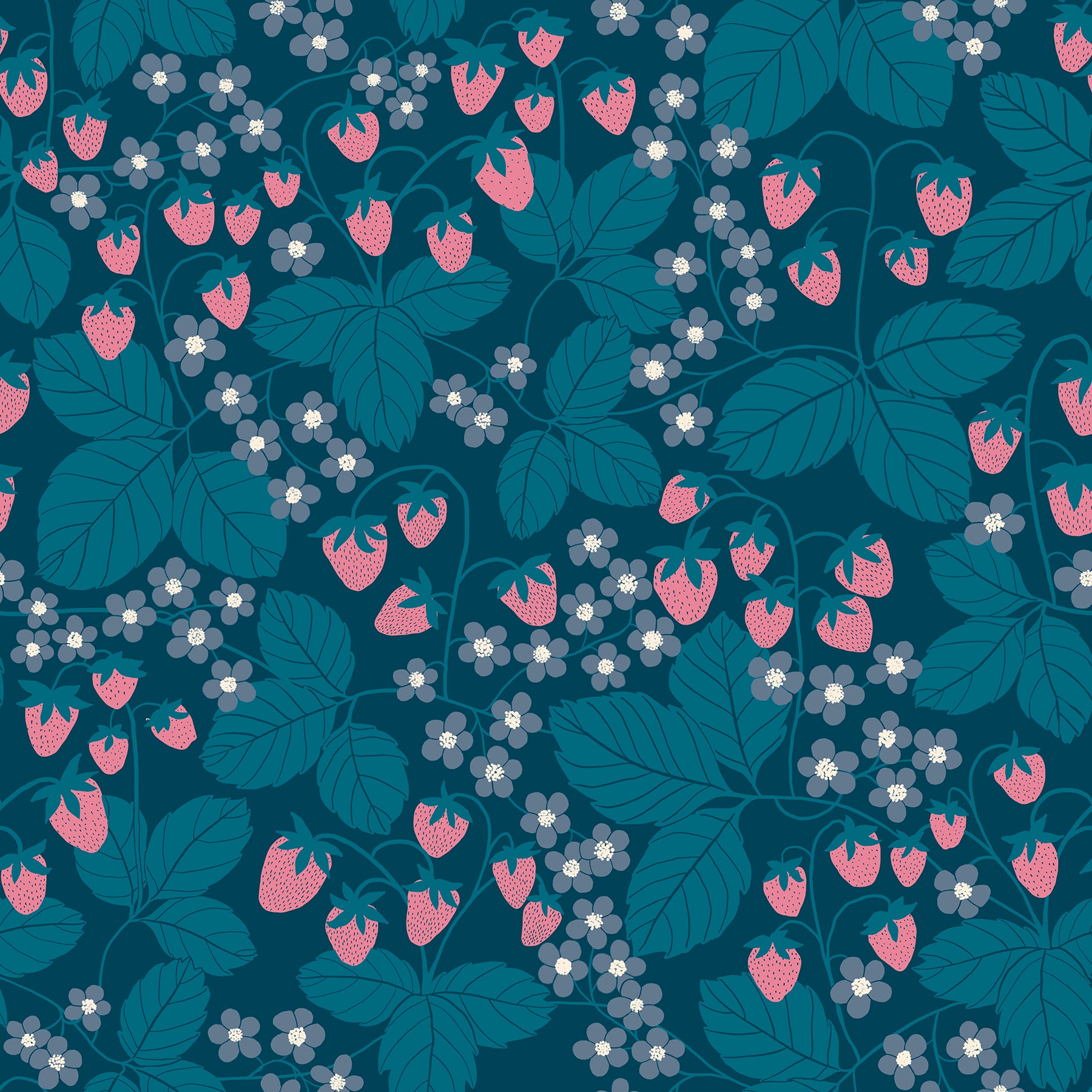 Reimagined Landscapes Fabric - Strawberry Field in Galaxy