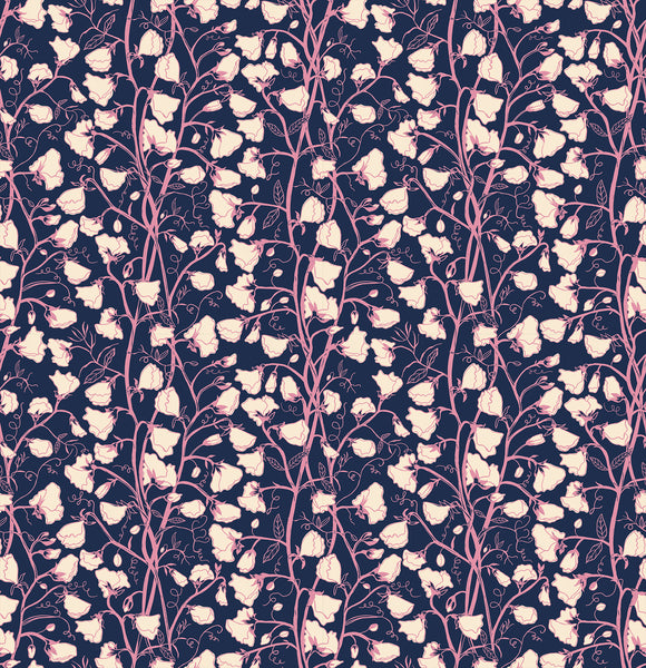 Verbena Fabric - Sweet Peas in Navy