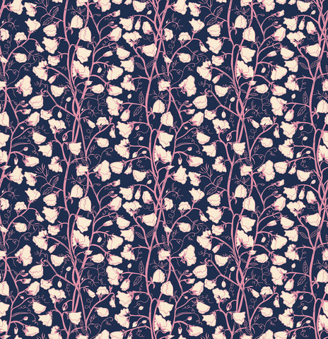 Verbena Fabric - Sweet Peas in Navy