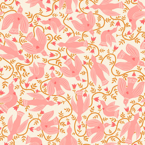 Endpaper Fabric - Hummingbirds in Natural