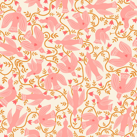 Endpaper Fabric - Hummingbirds in Natural