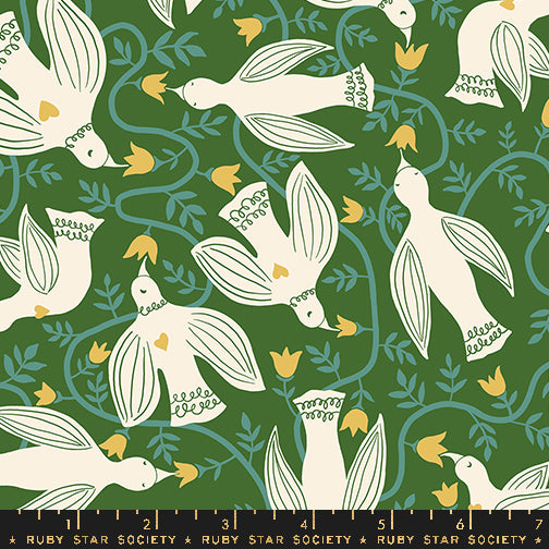 Endpaper Fabric - Hummingbirds in Sarah Green