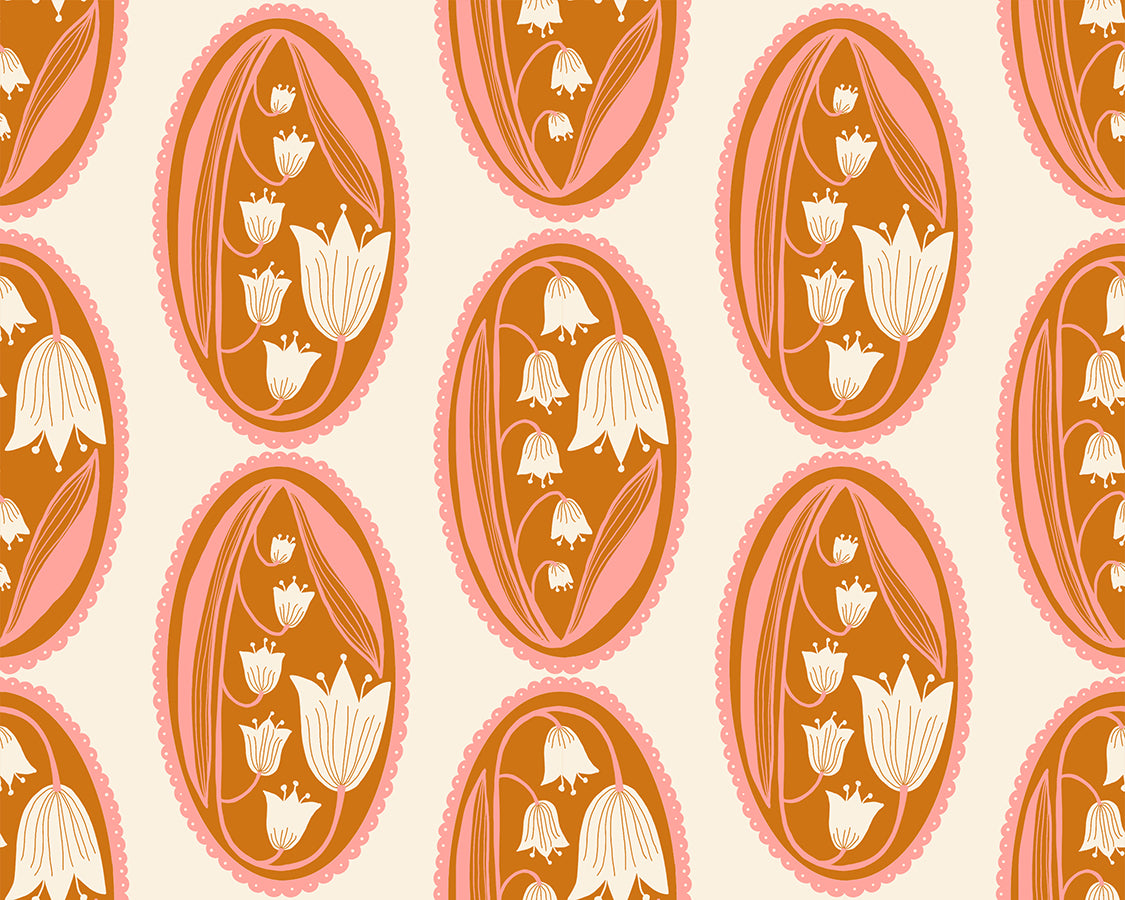 Endpaper Fabric - Lily of the Valley Cameo in Natural