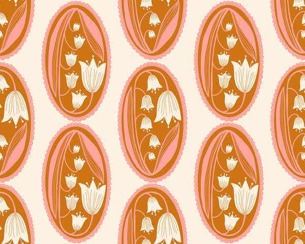 Endpaper Fabric - Lily of the Valley Cameo in Natural