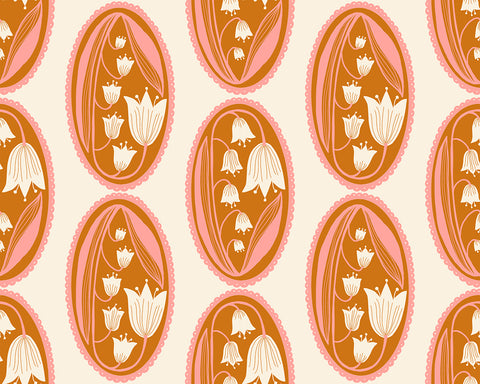 Endpaper Fabric - Lily of the Valley Cameo in Natural