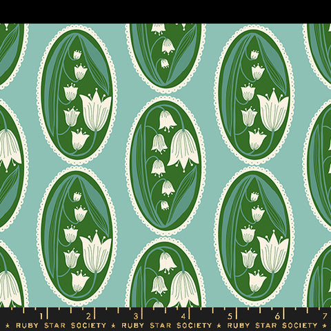 Endpaper Fabric - Lily of the Valley Cameo in Water
