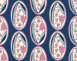 Endpaper Fabric - Lily of the Valley Cameo in Blue Raspberry