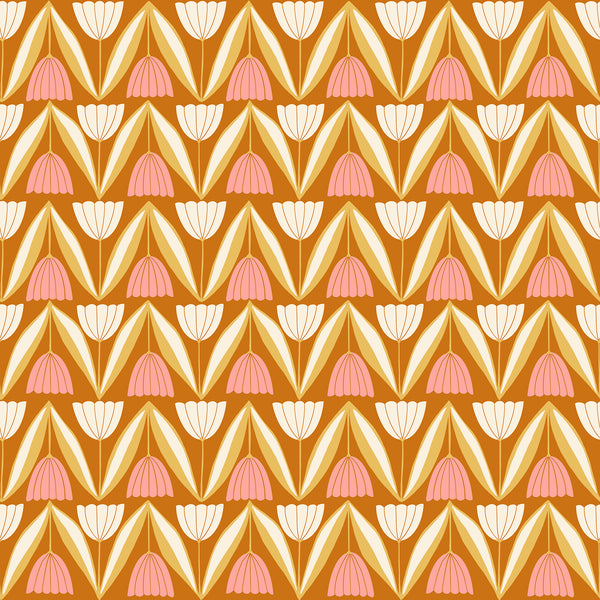 Endpaper Fabric - Tulips in Cinnamon