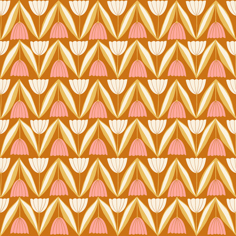 Endpaper Fabric - Tulips in Cinnamon