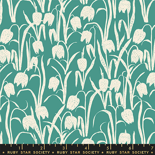 Reimagined Landscapes Fabric - Fritillaria in Watercress