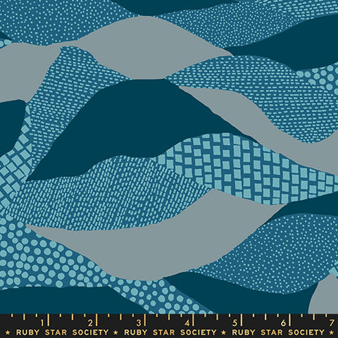 Reimagined Landscapes Fabric - Lands End in Teal