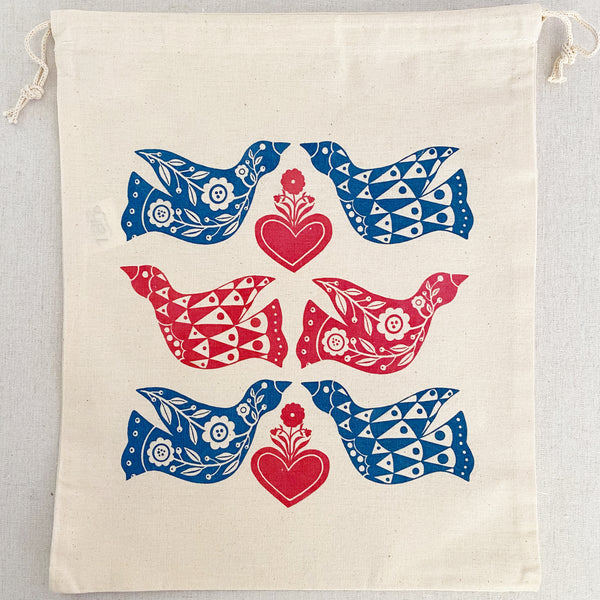 Winterbirds - Screenprinted Drawstring Bag