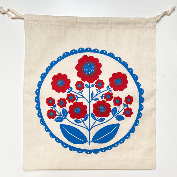 Impatiens in Red - Screenprinted Drawstring Bag