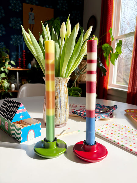 Striped Eco Dinner Candles - Set of Four