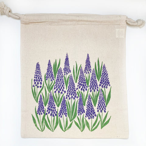 Purple Muscari - Screenprinted Drawstring Bag