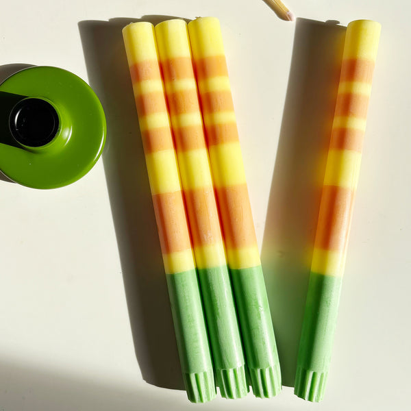 Striped Eco Dinner Candles - Set of Four