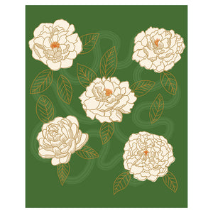 Peonies in Green - 8.5 x 11 Print