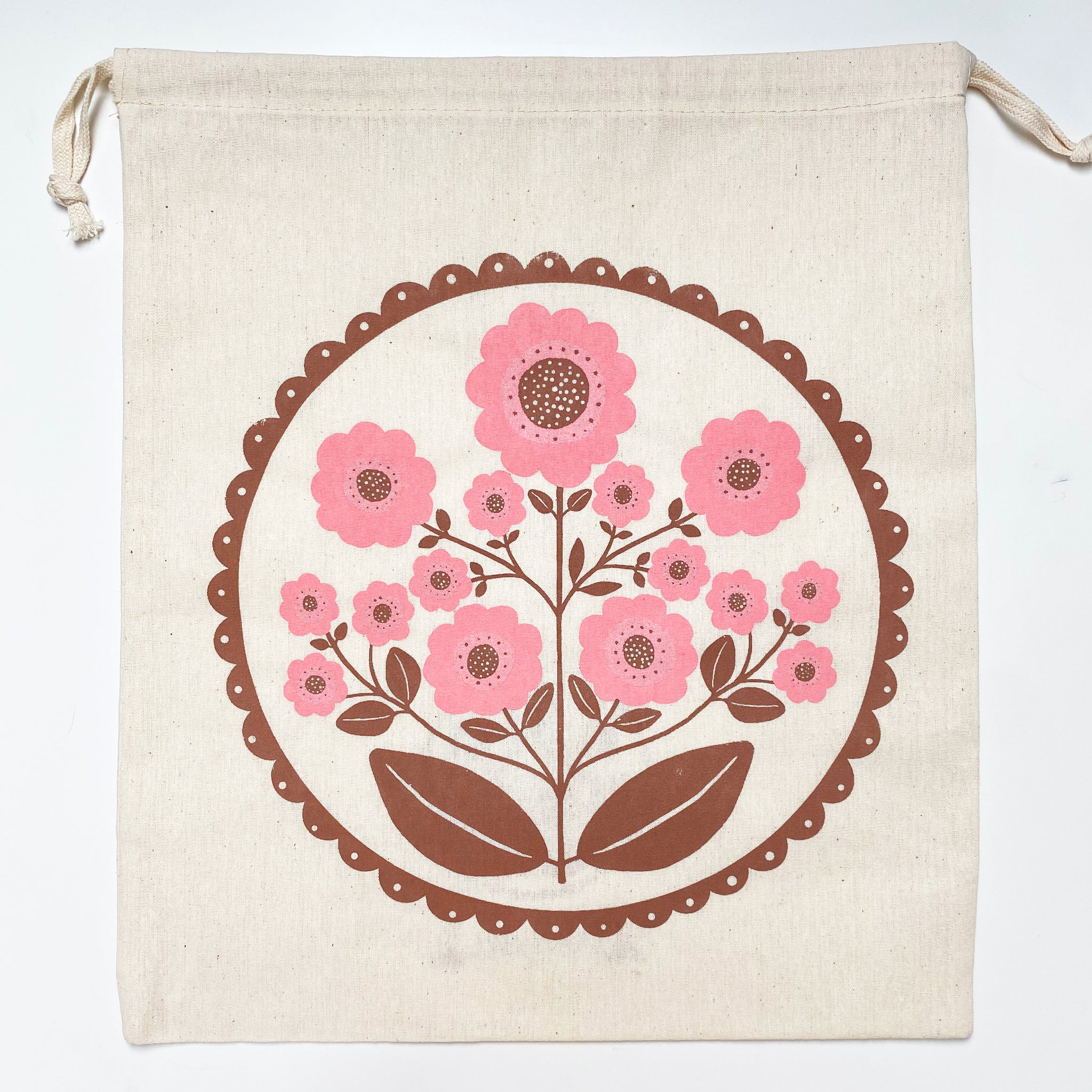 Impatiens in Pink - Screenprinted Drawstring Bag