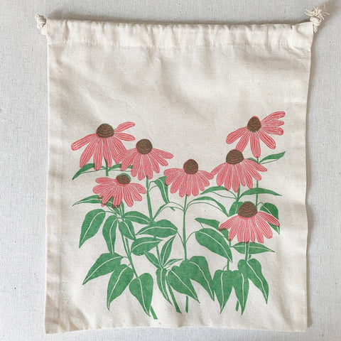 Echinacea - Screenprinted Drawstring Bag