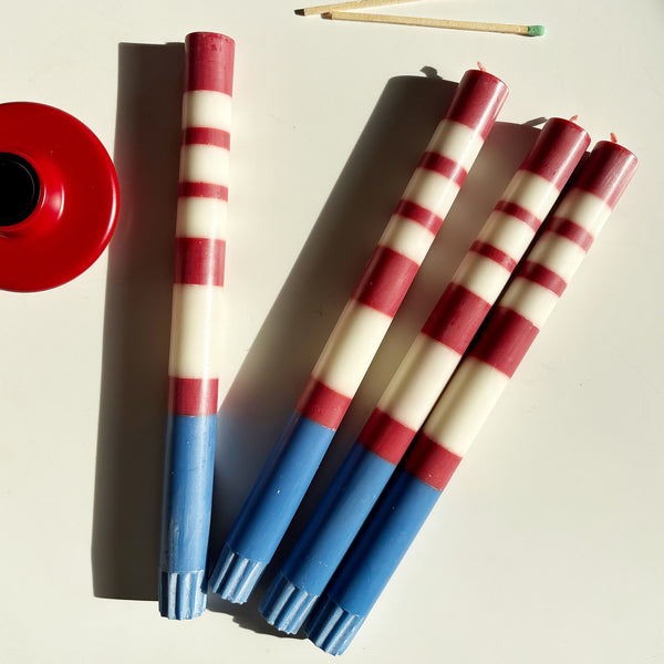 Striped Eco Dinner Candles - Set of Four