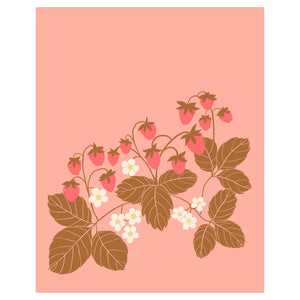 Strawberry Patch in Pink - 8.5 x 11 Print