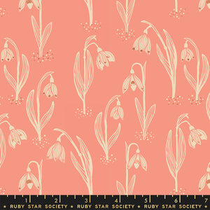 Unruly Nature Fabric - Snowdrops in Melon