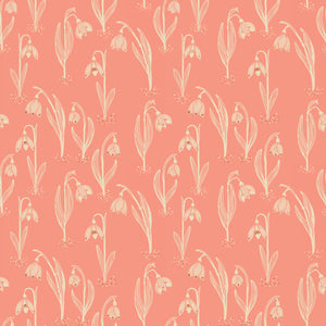 Unruly Nature Fabric - Snowdrops in Melon