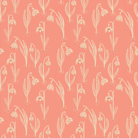 Unruly Nature Fabric - Snowdrops in Melon