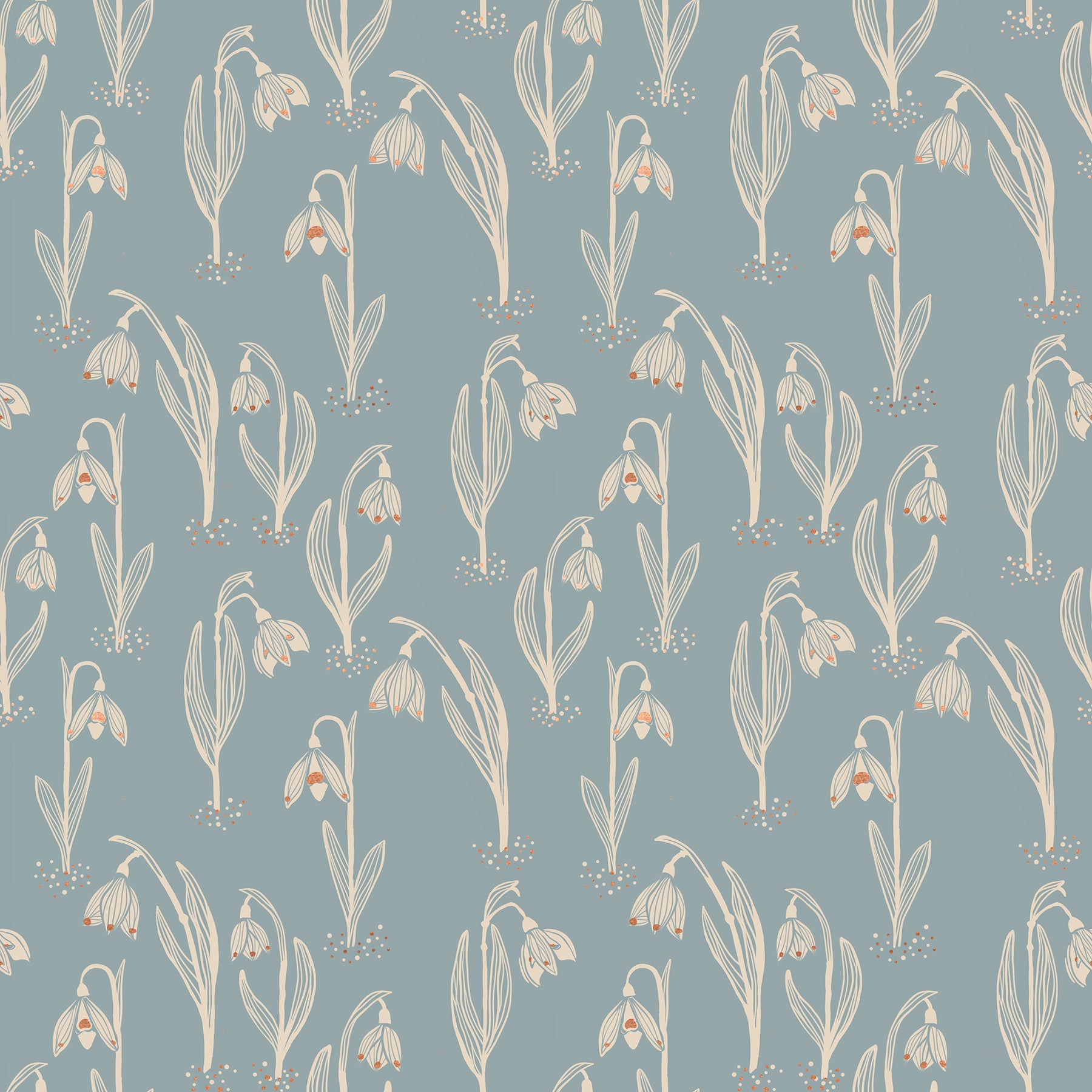 Unruly Nature Fabric - Snowdrops in Sky