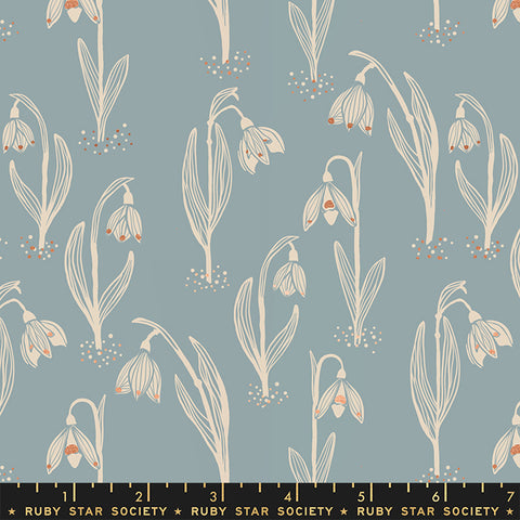 Unruly Nature Fabric - Snowdrops in Sky
