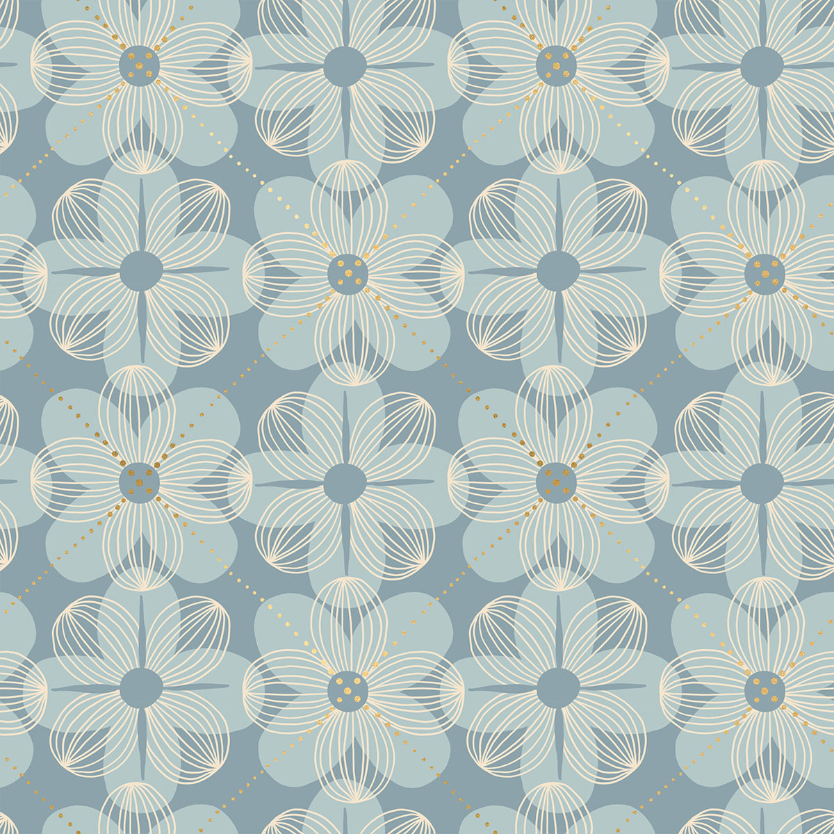 Floradora Fabric - Dogwood in Sky