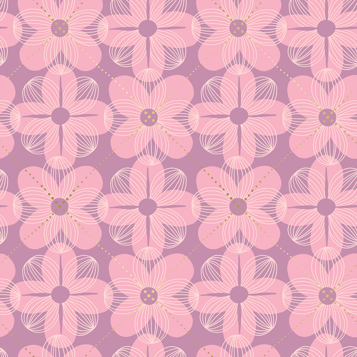 Floradora Fabric - Dogwood in Lupine